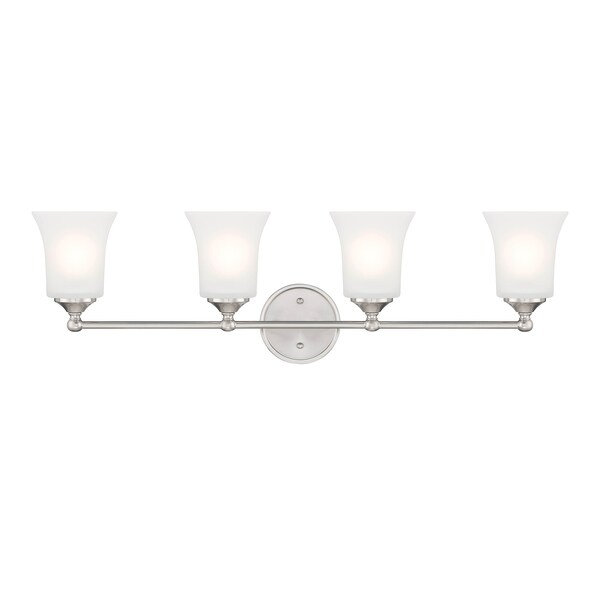 Designers Fountain Bronson 31.75in 4-Light Brushed Nickel Transitional Indoor Vanity Light with Etched Glass Shades D278M-4B-BN - main